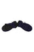 A pair of L.L.Bean Kid's Cold Buster Waterproof Mittens, featuring black palms and navy blue tops, are placed side by side on a white background.
