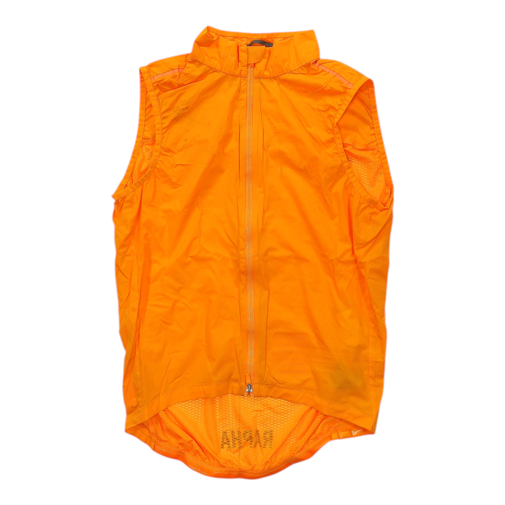 Men's lightweight gilet, bright orange, full-zip front with mesh back panel