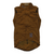 Men's brown insulated cycling gilet with full zip and blue horizontal stripe logo