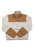 The North Face Womens Cragmont Fleece 1/4 Snap Top features a high collar, tan chest and sleeve accents, cream recycled polyester fabric, neck snaps, and elastic cuffs for comfort.
