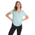 Light blue heather women's V-neck short-sleeve T-shirt, fitted drape