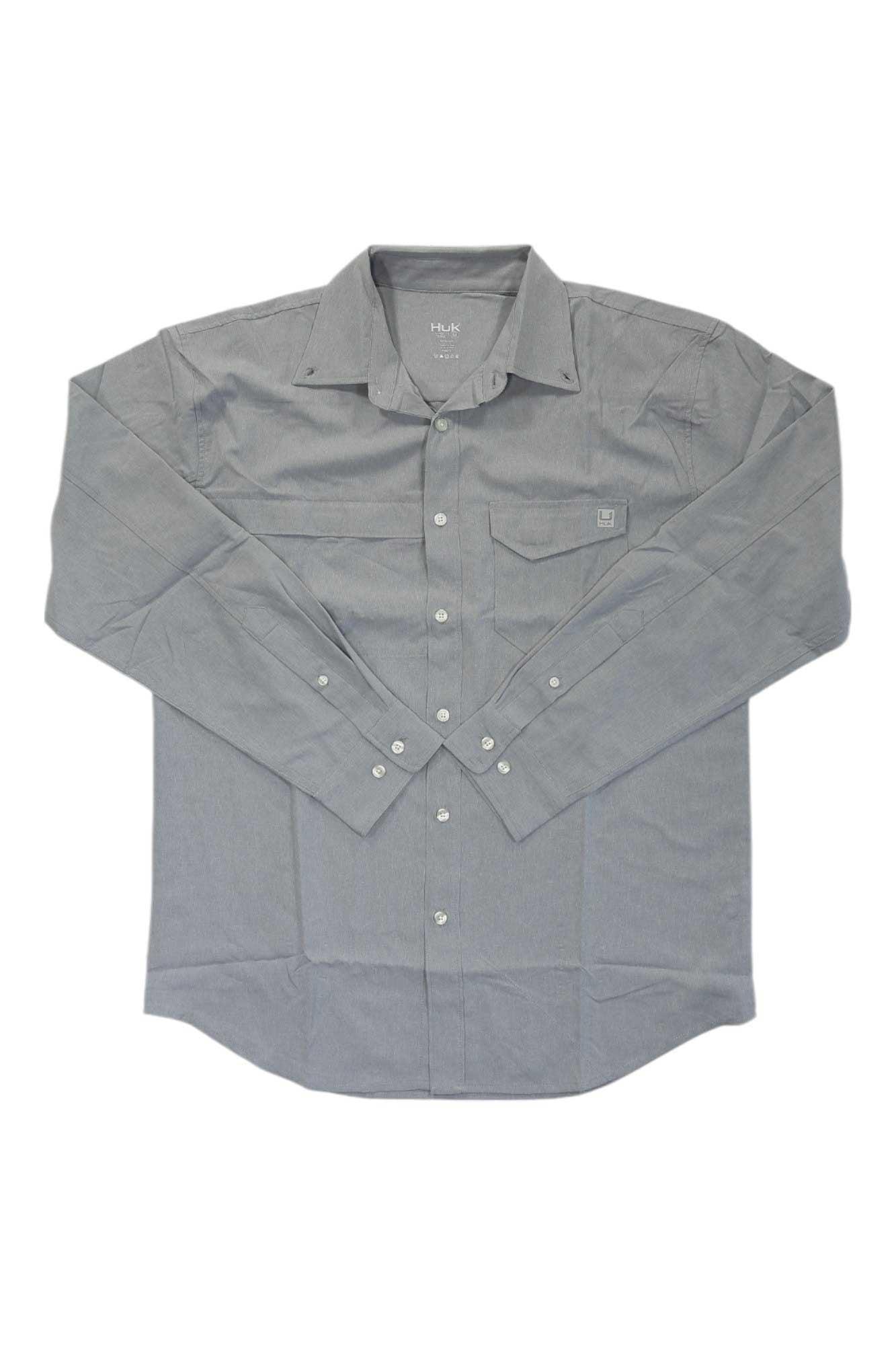 Huk Mens Tide Point Break Chambray LS Shirt Huk
