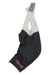 The Rapha Mens Pro Team Bib Shorts II - Regular are black cycling bib shorts with white shoulder straps featuring black stripes, a race-grade chamois, and "RAPHA" in pink on the left leg. The shorts are shown laid flat on a white background.