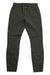The Toad & Co Womens Earthworks 5 Pocket Skinny Pant in dark olive green is shown laid flat on a white background, featuring front pockets, button, and zipper fly.