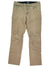 A pair of Kanvus Jeans in light brown khaki laid flat, made from lightweight durable canvas with an articulated design for freedom of movement, featuring a button and zipper closure, two front pockets, and visible creases.