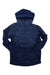 The Norrona Men's Lyngen Aero80 Insulated Zip Hoodie in navy blue, featuring lightweight PrimaLoft Silver insulation, a full front zipper, and long sleeves ideal for ski touring, is displayed flat on a white background.