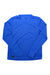 The Saucony Women's Stopwatch LS Top in bright blue is laid flat on a white background, crafted from recycled polyester, and features a small black label on the lower front plus a subtle logo patch on the left sleeve.