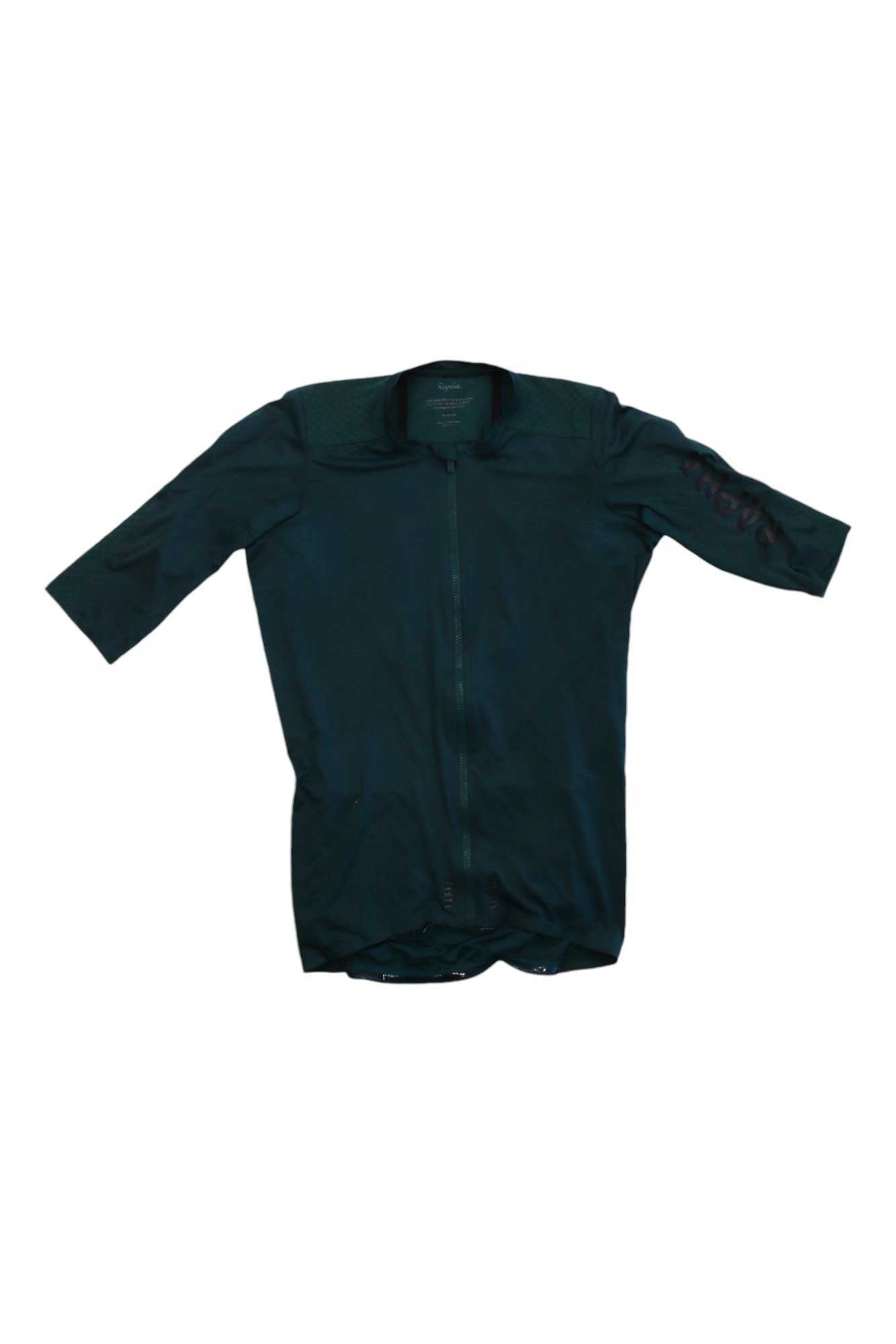 The Pro Team Aero Jersey II, a dark green short-sleeve cycling jersey with a front zipper, is shown flat on a white background.