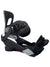 The Nitro Mens Rambler Binding is a black and white men’s snowboard binding with adjustable straps and buckles, made from recycled plastic, designed to secure your boot to a snowboard. "Transfer" and "LED" appear on the side.