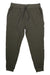 The Free Fly Men's Bamboo Lightweight Fleece Jogger in olive green features an elastic waistband, black drawstring, and side pockets. Shown laid flat on a white background.