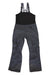 The Strafe Mens Nomad Bib features gray ski bib pants with a black top, patterned STRAFE straps, and breathable fabric for comfort during your time on the slopes.