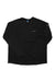 The Eddie Bauer First Ascent Men’s High Route Grid Air Crew is a black hiking shirt with moisture-wicking fabric, subtle textured lines, a crew neck, and small logos on the left chest and upper left sleeve. Shirt shown laid flat on white background.