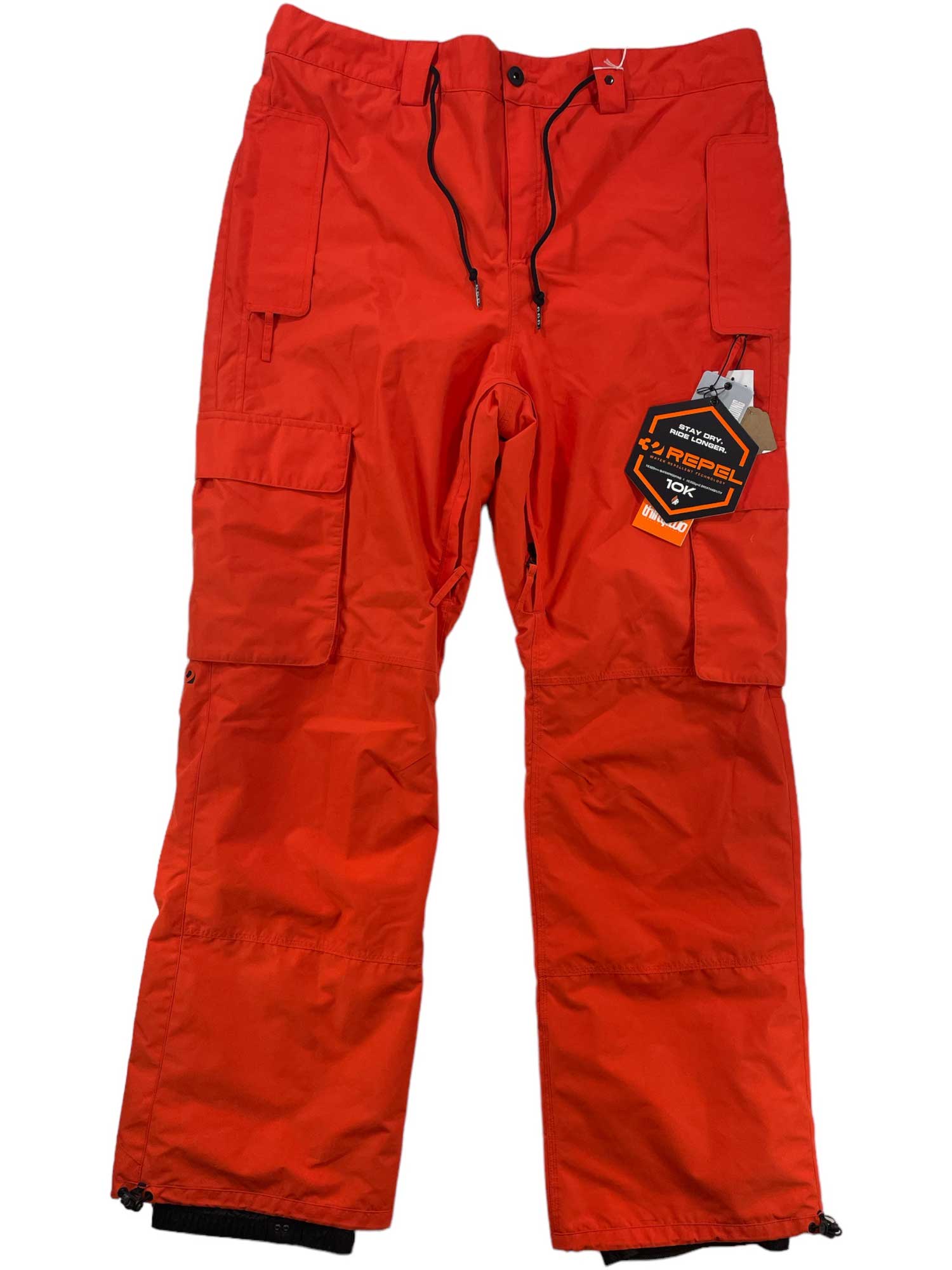 ThirtyTwo men's cargo pants, orange-red with cargo pockets and zip fly