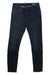 Women’s forged denim pants in medium indigo wash with front zip and button closure