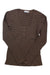 The Carve Designs Women's Emma Top is a long-sleeve, organic cotton henley with brown and black stripes, a scoop neckline, and button detail on the chest, shown laid flat on a white background.