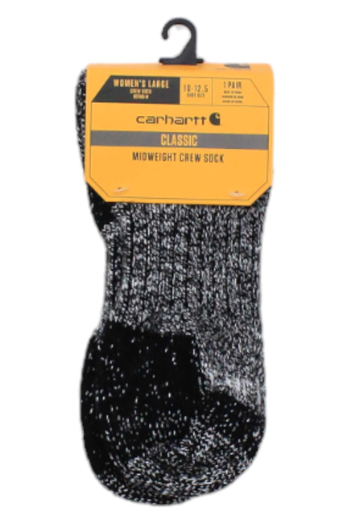 Carhartt midweight crew sock, dark speckled knit, crew-length cuff