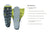 Two views of the Nemo Pulse 20/30 Sleeping Bag—one closed, one open to show its insulated pad—are labeled with features. A list outlines key highlights: recycled materials, quilted design, and included accessories.