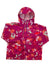 Women’s hooded windbreaker jacket, full-zip; magenta floral print, elastic cuffs