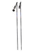 Ski poles with black shafts and blue accents, showing bottom tips and wrist straps