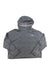 The North Face Womens Canyonlands Pullover Crop is a heather gray, long-sleeve fleece hoodie with a front pocket and left chest logo, laid flat on a white background.