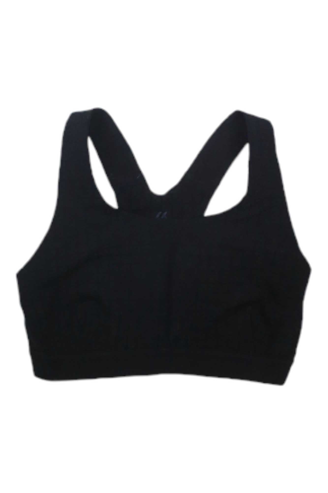 The Lume Six Womens Cirra High Support Sports Bra features breathable racerback straps, is made from recycled materials, and is shown on a plain white background.