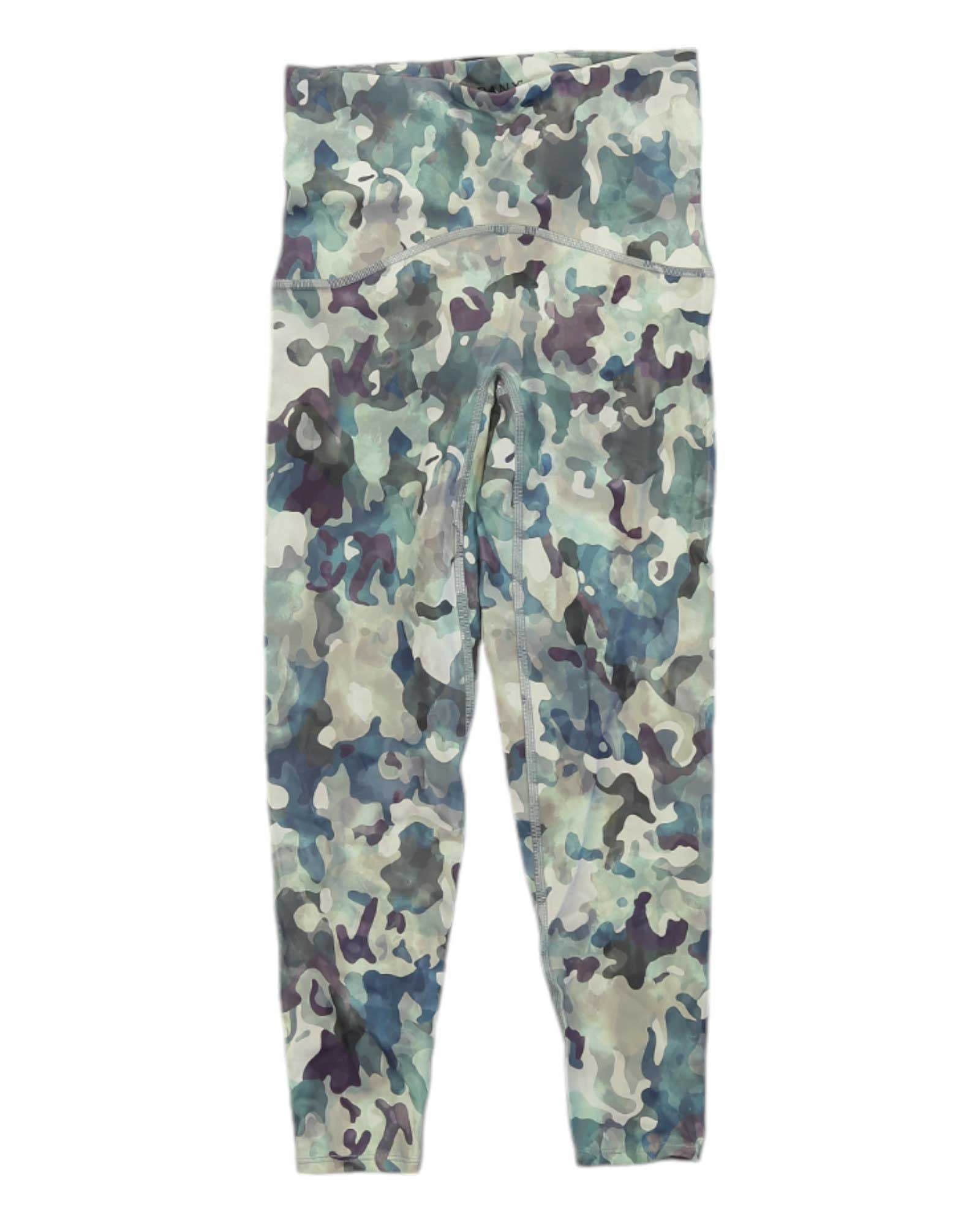 Spanx Booty Boost printed 7/8 leggings with pink, green, purple camo pattern