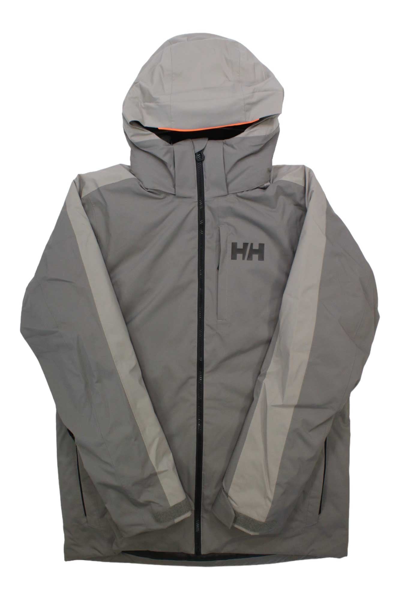 Kids' hooded gray jacket with orange hood trim, full zipper and HH logo