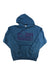 A Marmot Mens Coastal Hoody in blue, made with recycled polyester, features "Marmot" and a dark blue mountain graphic on the chest. The hoodie is shown laid flat on a white background.