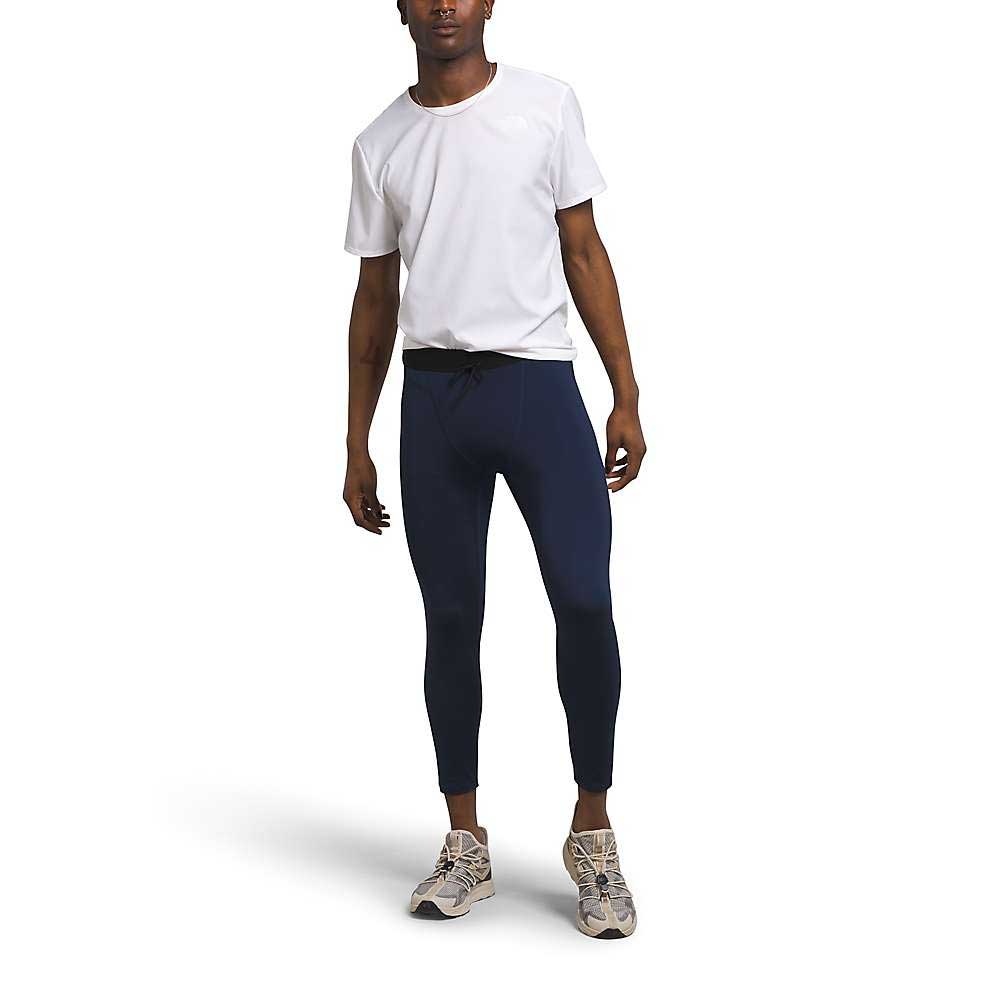 Men's navy thermal leggings, ankle length, slim fit, with pull-on waistband