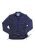 The Carve Designs Women's Cruz Rash Guard is a navy blue, long-sleeve swim shirt with white stripes, UPF 50+ protection, a quarter-zip front, and adjustable side ties at the hem.