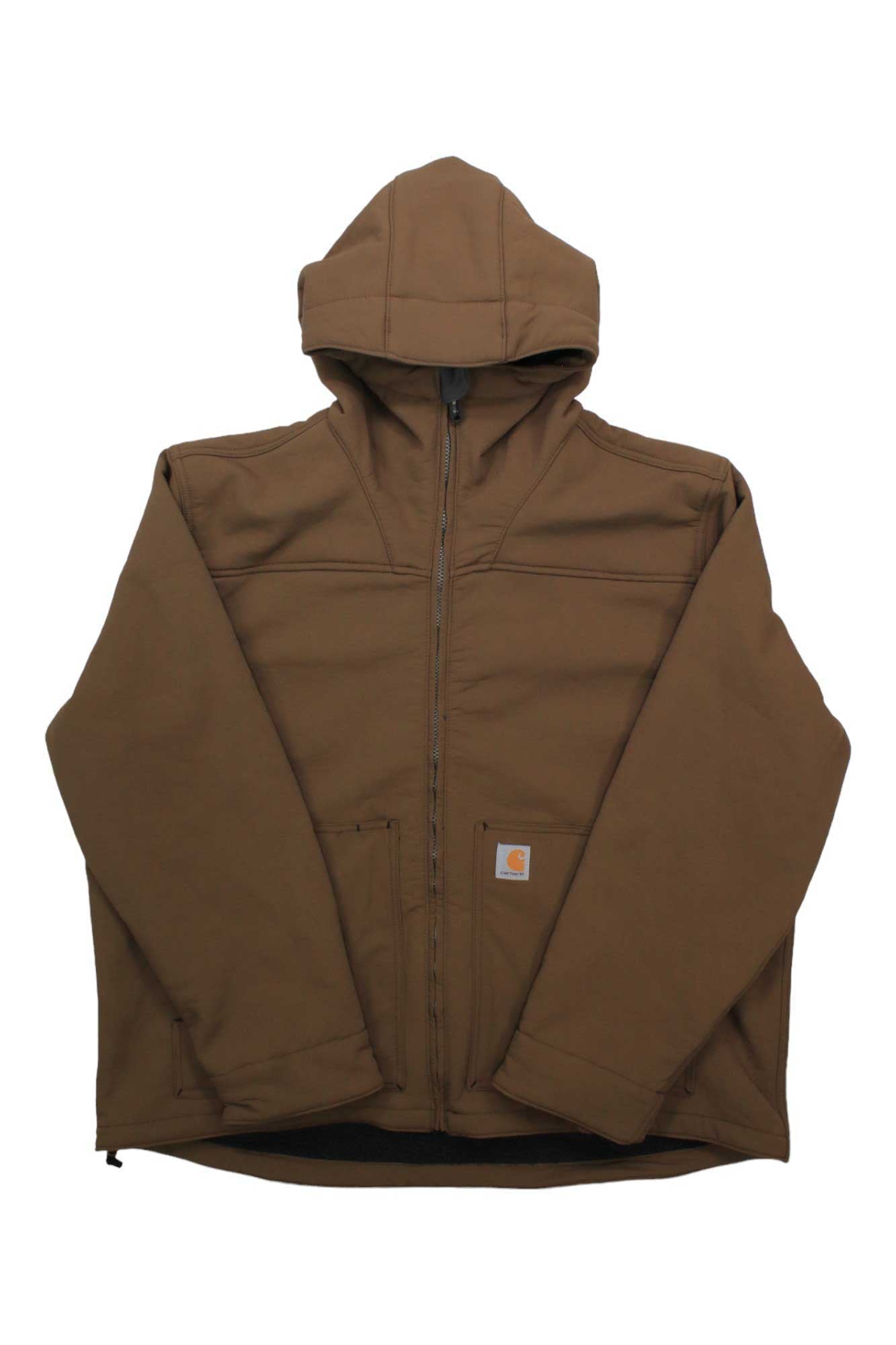 Men's hooded active jacket in coffee brown, zip-front and drawstring hood