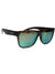 Polarized sunglasses with tortoise frame and teal mirrored lenses