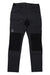 The Haglofs Mens Mid Slim Pant is a pair of black hiking pants with zippered pockets, reinforced knees, belt loops, and the Haglöfs logo. Made from water-resistant recycled material for durability and outdoor comfort.