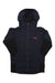 The Rab Mens Torque Jacket is a black, hooded jacket with a red logo on the chest, front zipper, and reinforced black sleeves and lower body—perfect for hiking.