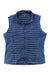 The Rab Mens Cirrus Flex 2.0 Vest is blue, sleeveless, with PrimaLoft insulation, full zip and yellow pull, stand-up collar, side panels, chest Rab logo, and lightweight Pertex Quantum fabric.