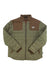 Men's quilted jacket, full-zip, Howler Brothers patch; brown and olive color-block