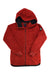 The Burton Womens Minxy Full Zip Fleece Jacket, shown flat, is a red eco-friendly fleece with long sleeves, a hood, black inner lining, full zip front, and a small black patch on the left upper sleeve.