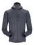 The Rab Mens Graviton Hoody in dark gray is a lightweight, fitted fleece jacket with a front zipper, two side pockets, and recycled polyester fleece—perfect for outdoor or casual use.