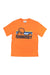 Men's short-sleeve T-shirt, orange, mountain logo graphic across chest