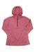 The Black Diamond Womens Solution 150 Merino Quarter Zip Hoody Baselayer is a rose-pink, lightweight, long-sleeve hoody with subtle seam details and a half-zip front, shown laid flat on a white background.