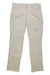 The Eddie Bauer First Ascent Women’s Guide Pro Pant is light beige, sun protective, water-resistant, and features front and side pockets, belt loops, a button closure, and a small logo on the left thigh. Laid flat on a white background.