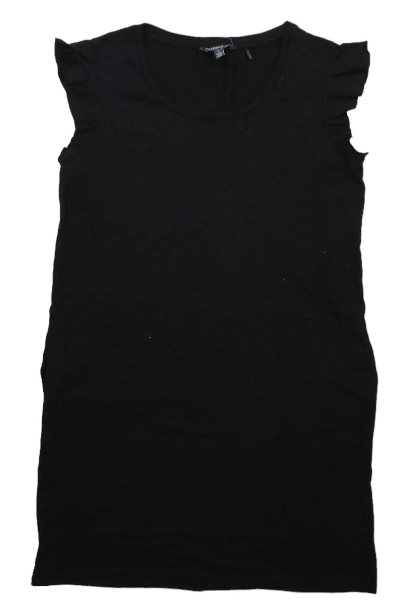 Women’s ruffled short-sleeve dress, solid black