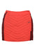 The Kari Traa Women's Eva Skirt is a bright orange down skirt with maroon side panels, side zippers, and a small front left logo—perfect as a cozy hiking skirt.