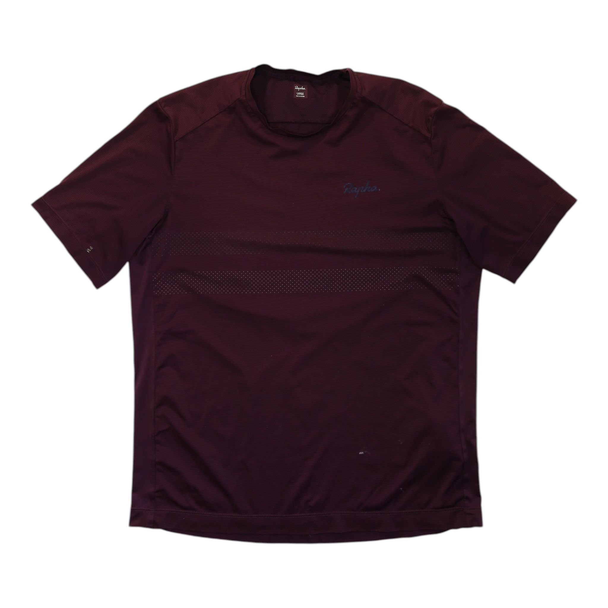 Burgundy technical T-shirt with crew neck and small chest logo