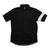 Men's short-sleeve full-zip cycling jersey with stand collar, black with white sleeve panels