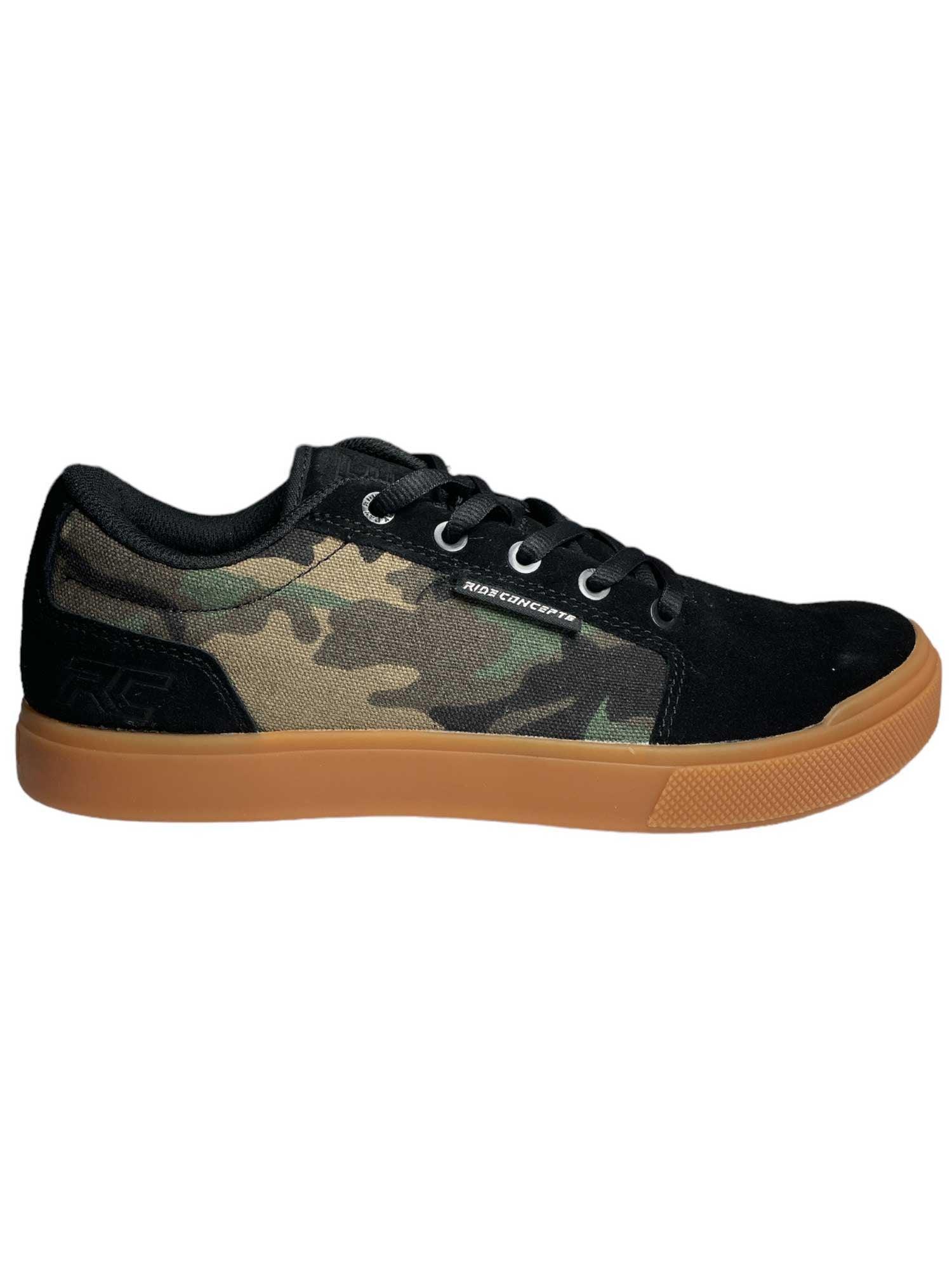 Men's lace-up riding shoe with camouflage upper and gum rubber sole