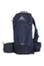 The black Gregory Salvo 8 Hydration Pack features multiple compartments, padded shoulder straps, ventilated suspension, a waist belt with pockets, and right-strap hydration tube compatibility with the 3D Hydro reservoir.