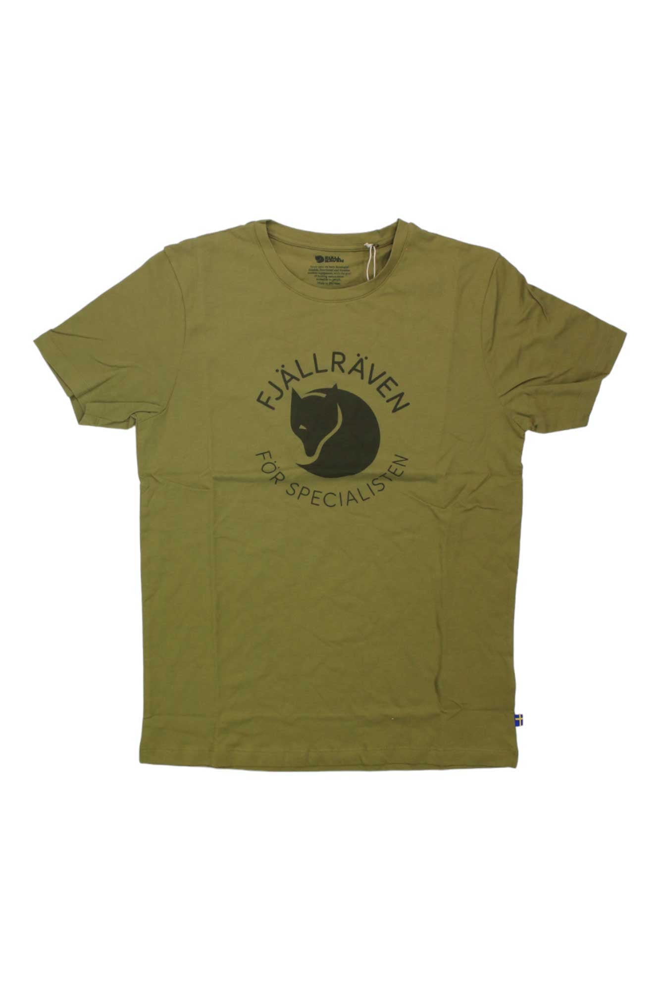 Fjallraven men’s moss green T-shirt with Fox logo and For Specials print