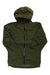 The Norrona Mens Lofoten GTX Jacket in olive green with a hood, front zipper, and chest zip pocket is displayed flat on a white background. The Norrona logo appears on the chest—ideal as a breathable jacket for outdoor adventures.
