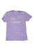 The Cotopaxi Womens Do Good SS Tee is a light purple, organic cotton shirt with short sleeves and "DO GOOD." in bold, light-colored letters on the chest, shown laid flat on a white background.
